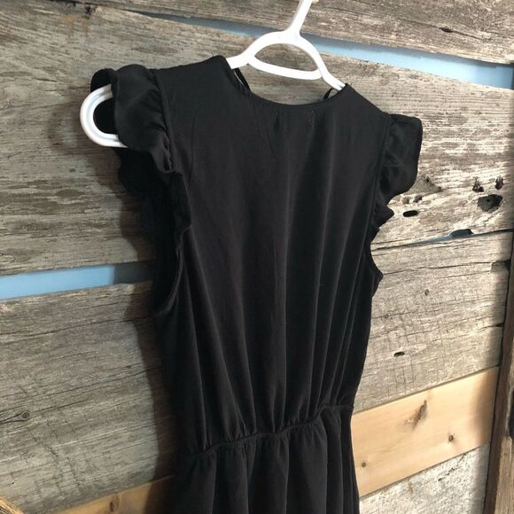 Monteau Size XS Black Faux Wrap Dress With Leopard Print Buckle - Picture 4 of 7